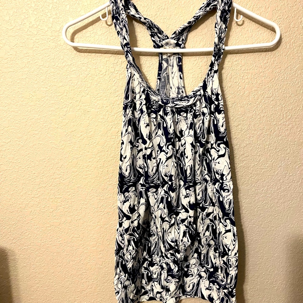 Blue and White Racerback Top